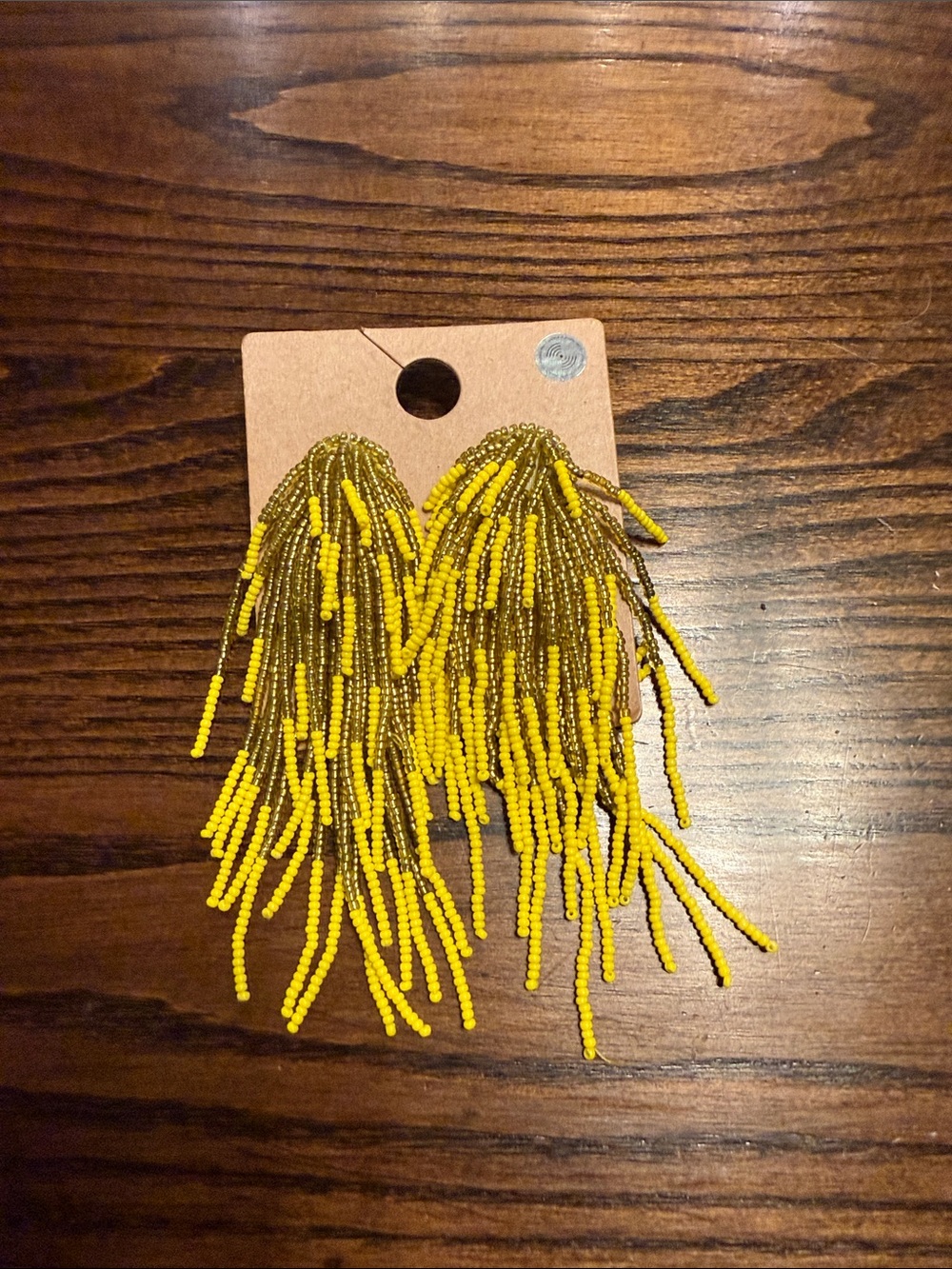 Beaded Fringe Drop Earrings in Yellow and Gold